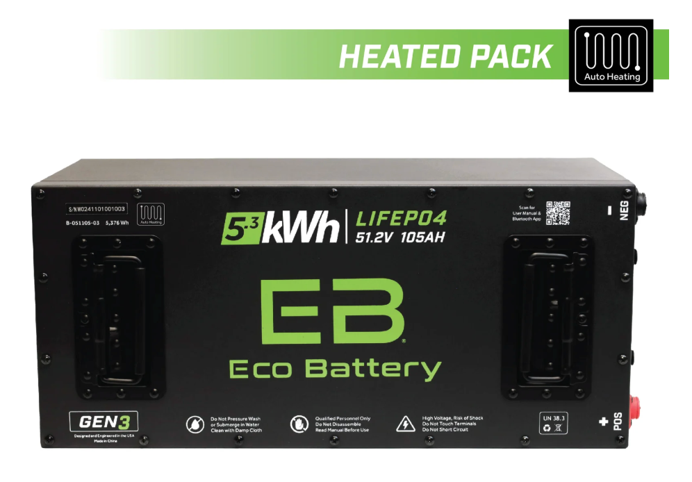 51V 105AH Skinny LiFePO4 Battery / Heated