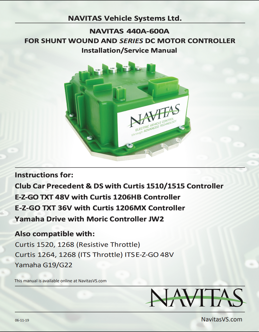 Navitas Club Car IQ/Excel 48V 600A Conversion Kit w/OTF